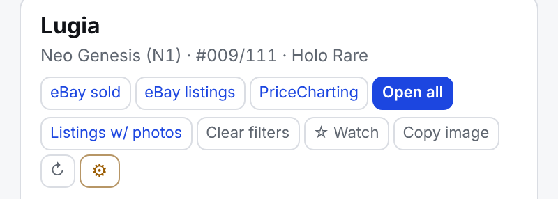 The card title with the two rows of buttons under it